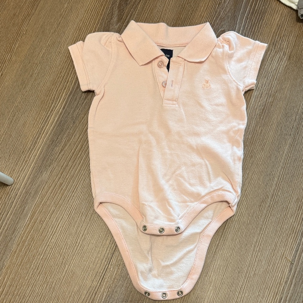 Like new pink baby gap terry cloth shorts sleeves polo bodysuit